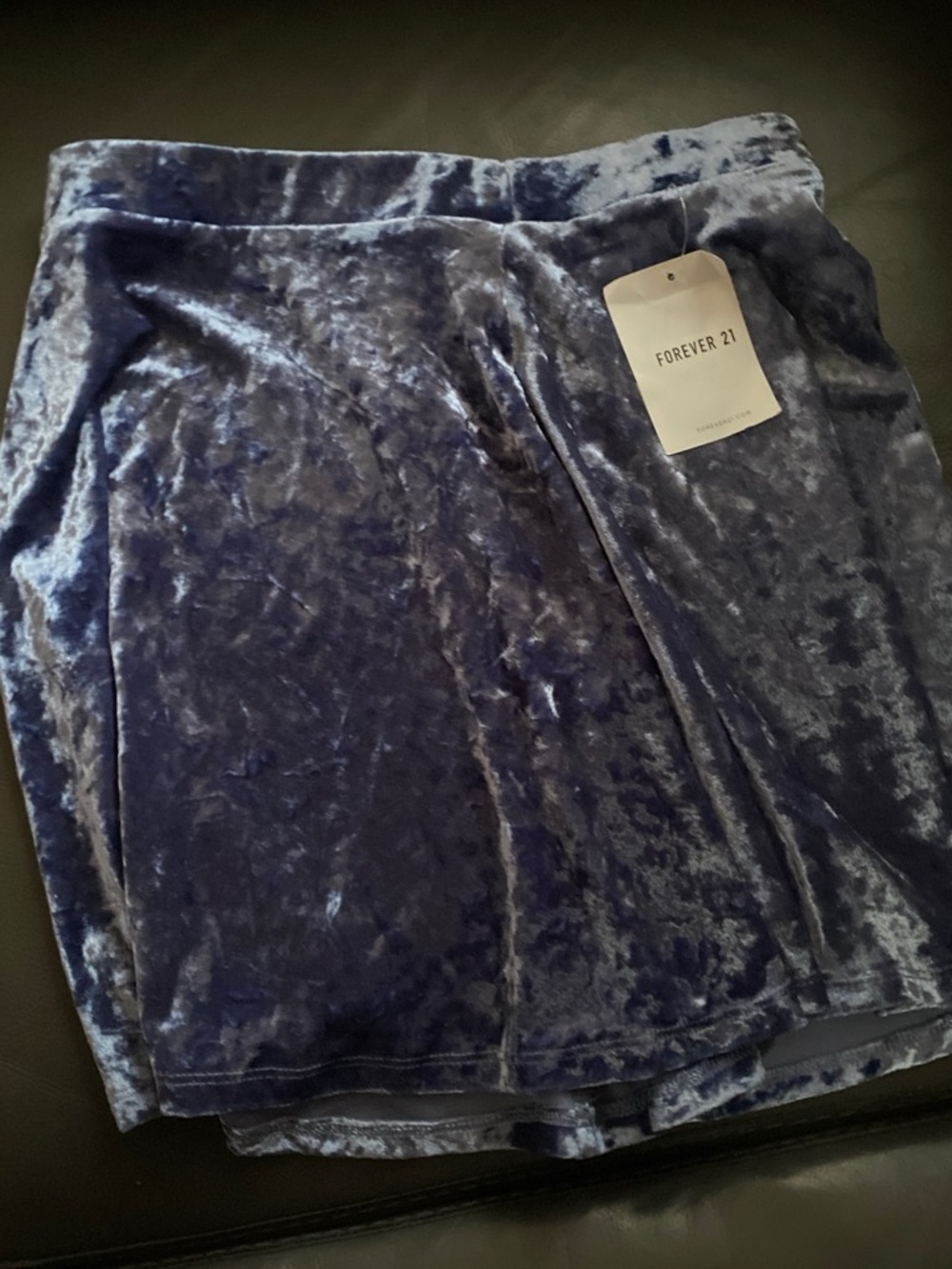 Forever 21 Crushed Velvet Mini Skirt - Navy Blue